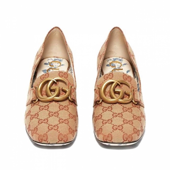 New Gucci GG monogram canvas marmont double G mid-heel pump - Picture 3 of 9